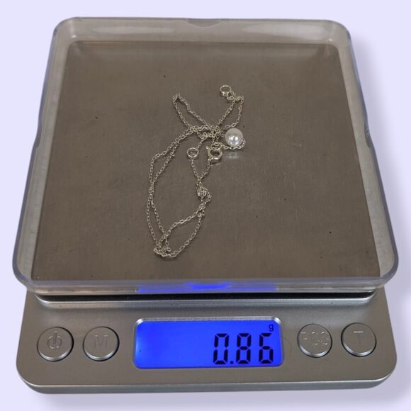 V. Dainty Sterling Silver Chain Pendant Necklace - Picture 6 of 6